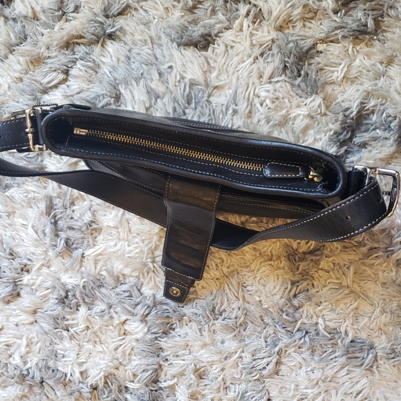 Coach Classic Hampton Leather Hobo Shoulder Bag HS2-7584 Black Medium Purse - Picture 6 of 8